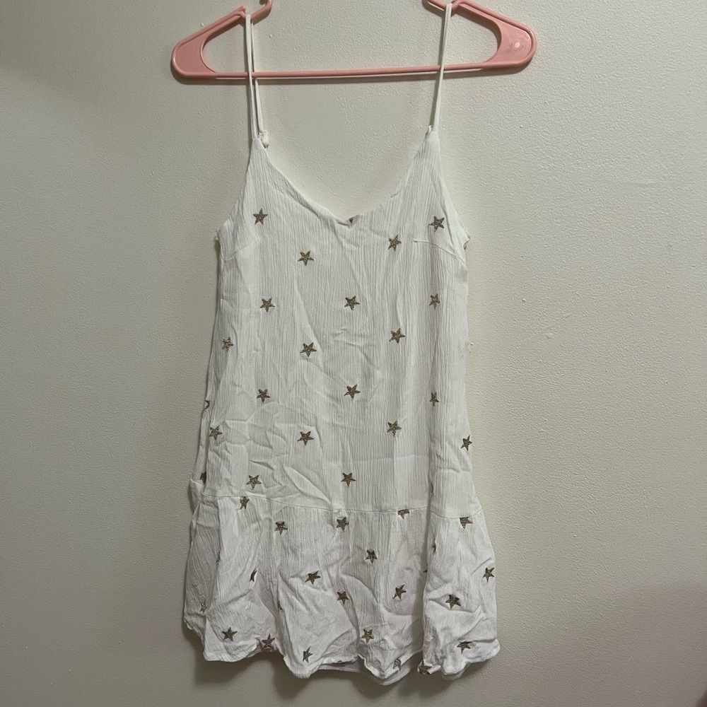 Francesca’s, size xxs, pink and gold star mini dress